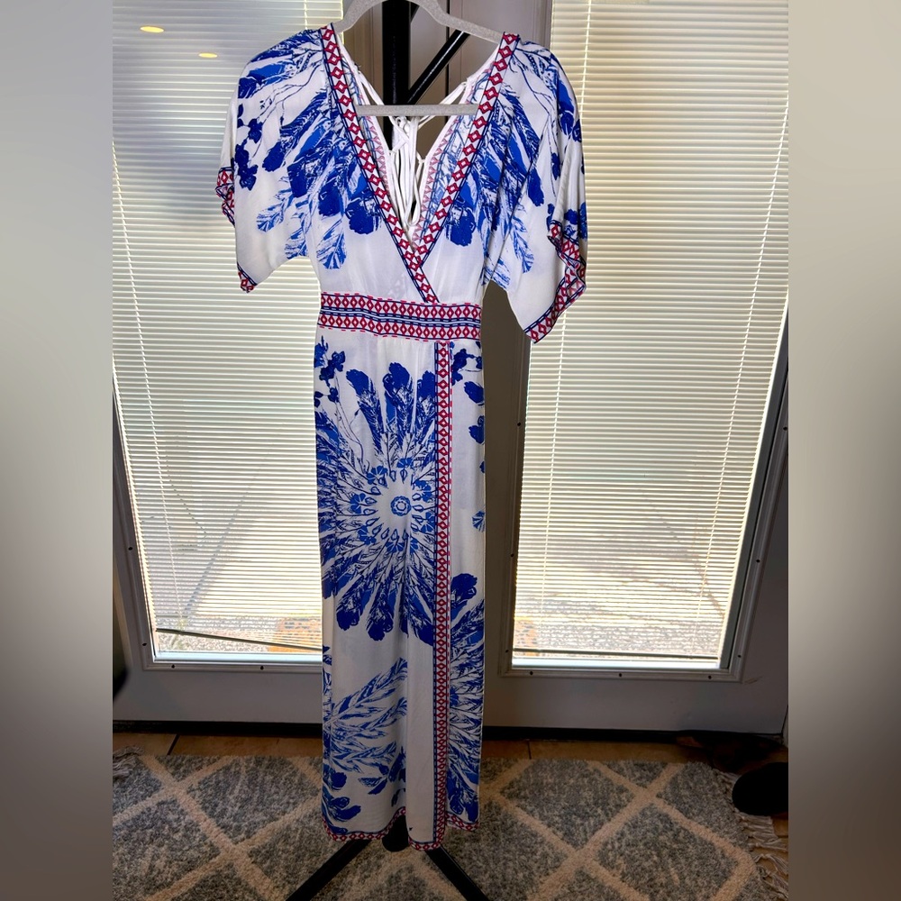 Flying Tomato Blue and White Floral Maxi Dress